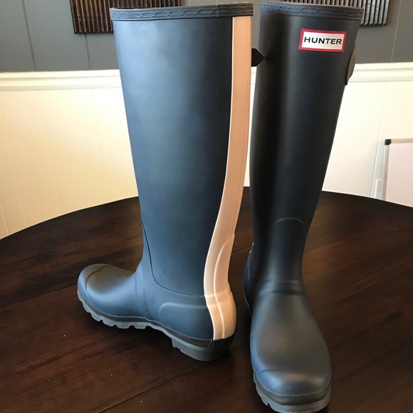 Hunter Tall Navy Rain Boots - Picture 1 of 6